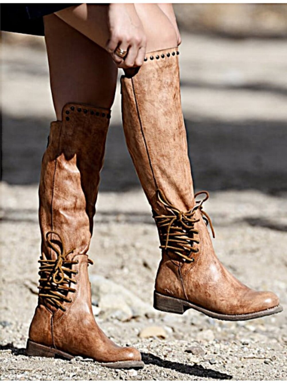 BED/STU LOXLEY Knee High Boots -Tan Driftwood-